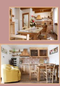 PozzomaggioreBed & Breakfast S'Ena的厨房和客厅的两张照片
