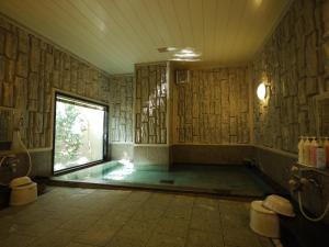 常滑市常滑站前路线酒店的一间带游泳池及窗户的浴室