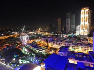 莎阿南吾之城瓦迪伊曼公寓的摩天轮在夜间欣赏城市美景
