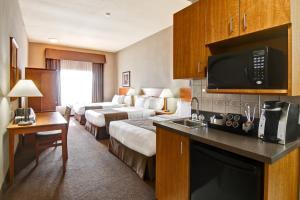 布鲁克斯卡纳塔布鲁克斯汽车旅馆的酒店客房设有一间卧室、一张床和一间厨房