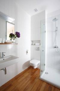 布尔诺Bed&Breakfast & Apartment Klafé的浴室配有卫生间、盥洗盆和淋浴。