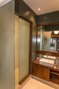 LochranzaButt Lodge的一间带水槽和镜子的浴室