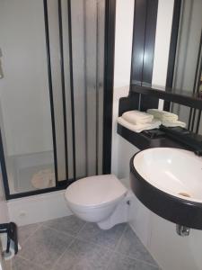 德累斯顿罗西维兹酒店的浴室配有白色卫生间和盥洗盆。
