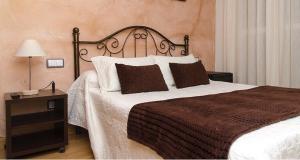 萨莫拉唐罗德里戈旅馆的一间卧室配有一张大床和一个床头柜
