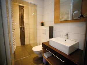 沃尔特湖畔佩莎赫戴安娜酒店 的一间带水槽、卫生间和淋浴的浴室