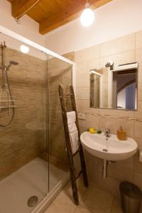 孔韦尔萨诺Dimora Nonna Rosa的带淋浴、盥洗盆和淋浴的浴室