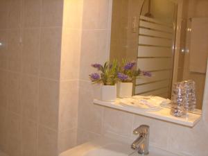 贝雅圣巴巴拉酒店的一间带水槽和镜子的浴室