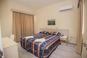 阿依纳帕艾力哥尼亚公寓式酒店的配有一张床和一张书桌的酒店客房