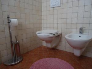切尔诺比奥La Cà in piaza的一间带卫生间和水槽的浴室