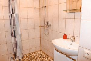 纳尔瓦Viktoria Apartment的带淋浴和盥洗盆的浴室