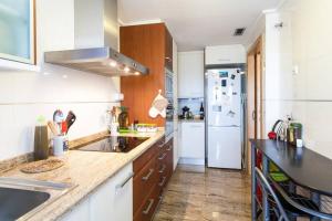 瓦伦西亚动物园景公寓的厨房配有水槽和冰箱