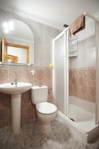 莫罗德哈布雷Viviendas Vacacionales Marcial的浴室配有卫生间、盥洗盆和淋浴。