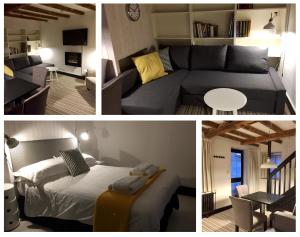 兰戈伦Greenbank Lodge LLANGOLLEN的客厅和卧室的三幅图片