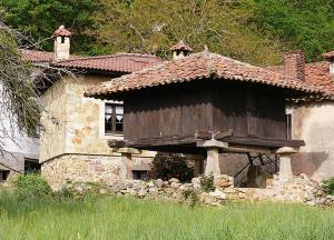 CelorioLa Casina de Celorio的一座带窗户和屋顶的石头房子