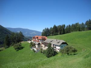 佩尔卡Thalerhof的绿色田野上山丘上的房屋