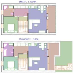 巴拉顿菲赖德LUX Apartman的两个图表显示建筑物的地板