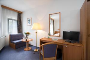 巴特埃尔斯特沃格兰酒店的酒店客房配有书桌、电视和椅子