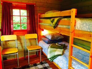 KuivastuKuivastujaani的一间卧室配有两张双层床和两把椅子