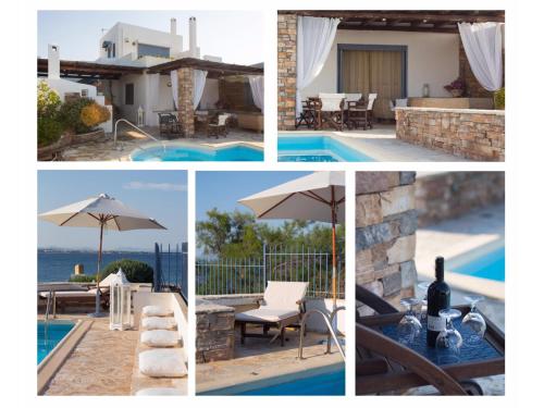 阿特米达Villa Blue Island的别墅和游泳池的照片拼合在一起