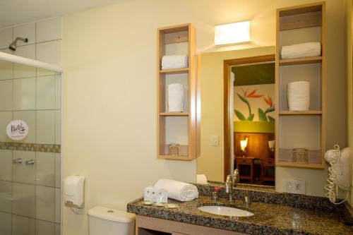 阿蒂巴亚帕约尔宾馆的一间带水槽、卫生间和镜子的浴室