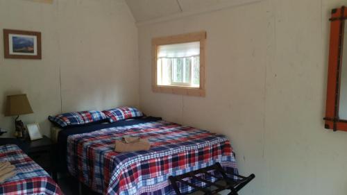 塔尔基特纳DFA Cabin Rentals的一间小卧室,配有床和窗户