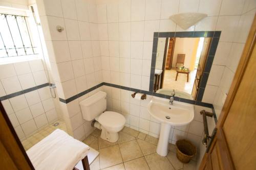 格兰贝伊佩拉马尔公寓式酒店的一间带卫生间和水槽的小浴室