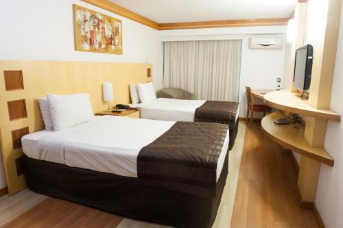 巴西利亚伊万托斯普拉纳尔托比塔尔酒店的酒店客房设有两张床和电视。
