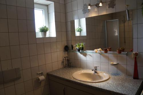 沃尔姆斯波士酒店的一间带水槽和镜子的浴室