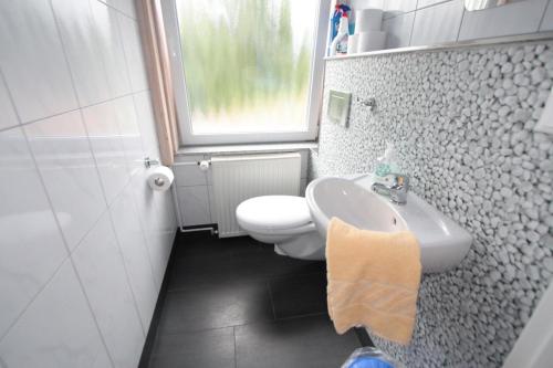 雷丹尼茨恩Ferienanlage Forellenhof的浴室配有白色卫生间和盥洗盆。