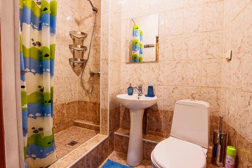 阿斯塔纳贝莱科特旅馆的浴室配有卫生间、盥洗盆和淋浴。