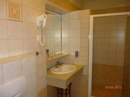 海吉什豪洛姆辣椒酒店 的一间带水槽和淋浴的浴室