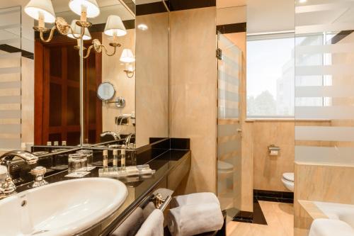 圣地亚哥－德孔波斯特拉圣地亚哥欧洲之星酒店的一间带水槽和淋浴的浴室
