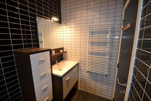 列日Maisonnette的一间带水槽和镜子的小浴室