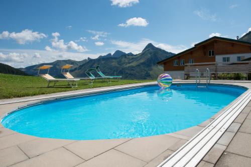 达米尔斯Hotel Hertehof的一个带椅子和球的游泳池