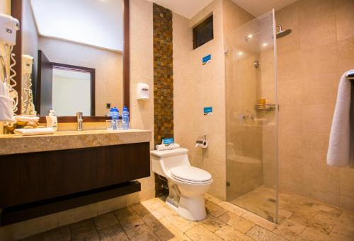 阿约拉港艾斯拉索尔索里玛酒店的浴室配有卫生间、盥洗盆和淋浴。