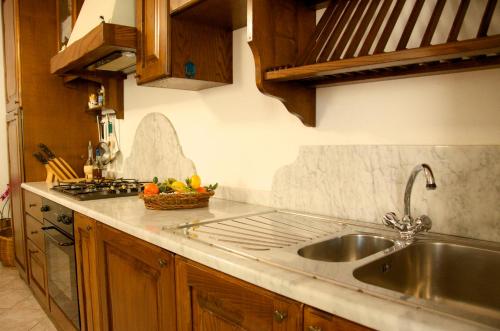马萨马里蒂马Agriturismo San Lino-Gilberto的厨房配有水槽和台面