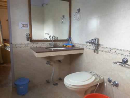 列城Gangs-Shun Homestay的一间带卫生间、水槽和镜子的浴室