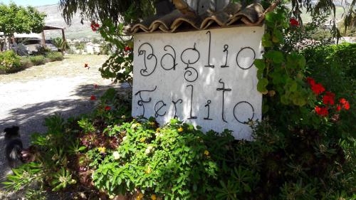 布塞托帕利佐洛巴格里奥费利托住宿加早餐旅馆的花园中写有签名的标志