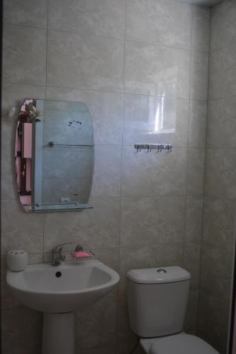 迪利然SUNNY SWEET HOME的一间带卫生间、水槽和镜子的浴室