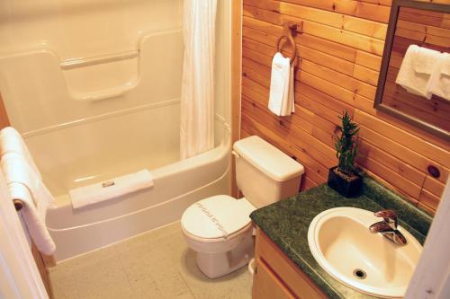 卡文迪西隐秘园地山林小屋的浴室配有卫生间、盥洗盆和浴缸。