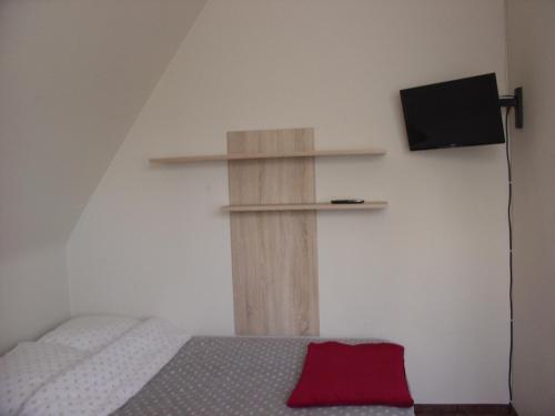 布科维纳-塔钱斯卡林姆巴民宿的一间卧室配有一张床,墙上配有电视
