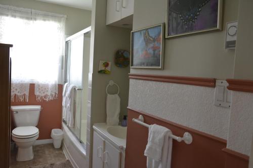 Petit-SaguenayGîte Marie-Claire的浴室配有白色卫生间和盥洗盆。