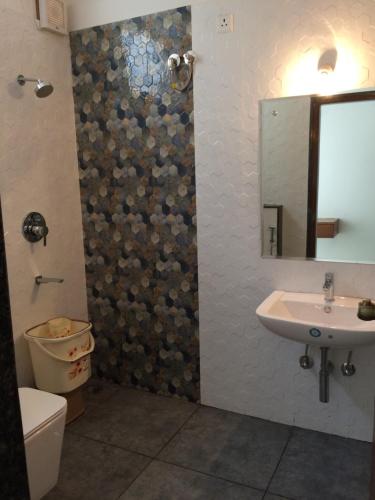 奇克马格尔Sam's Terrace的一间带水槽、卫生间和镜子的浴室