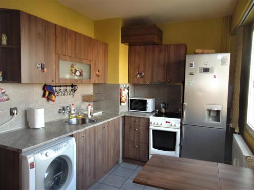 索非亚Business Park Apartment的厨房配有白色冰箱和水槽