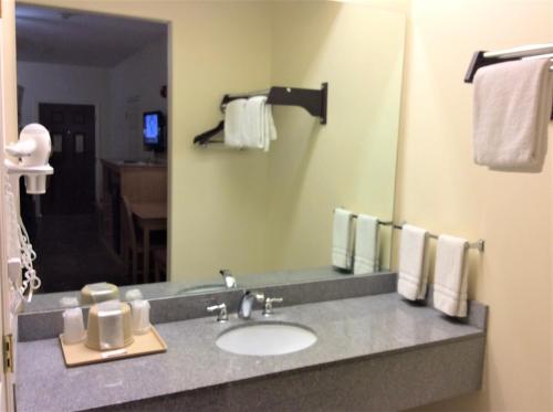 韦斯拉科Texas Inn - Welasco/Mercedes的一间带水槽和镜子的浴室