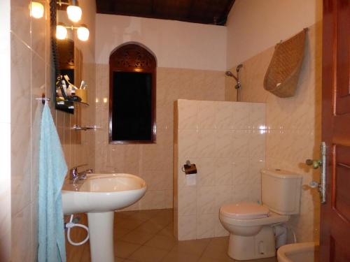 坦加拉Villa Sunrise的一间带卫生间和水槽的浴室