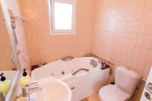 古瓦伊Athena Villas Olive Grove & Estate的带浴缸、卫生间和盥洗盆的浴室