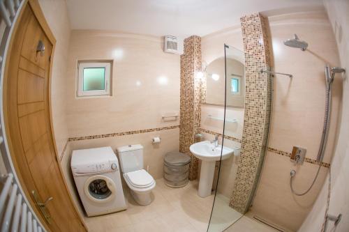 斯韦蒂·斯特凡Saint Stefan Apartments的一间带卫生间和水槽的小浴室