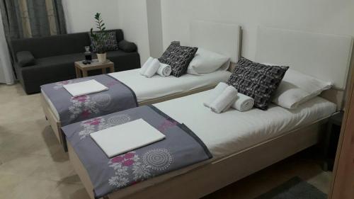 杜格普利耶Apartment Smodlaka的带沙发的小客房内的两张床