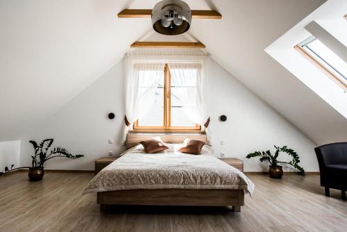 特拉凯Prie Žiedo的一间卧室设有一张床和一个窗口